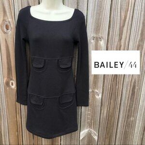 Bailey 44 Anthropologie Small Black Long Sleeve Mini Dress Pockets